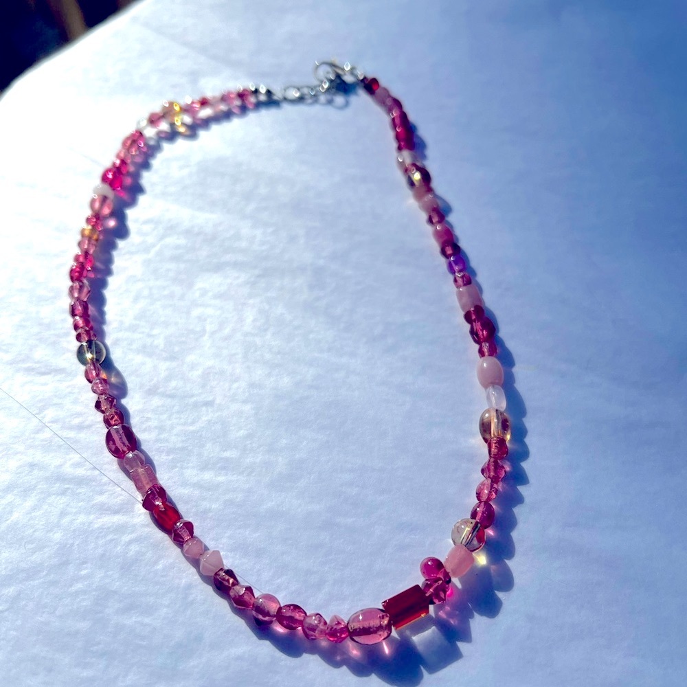 Hand made Chic Pink Beaded Necklace